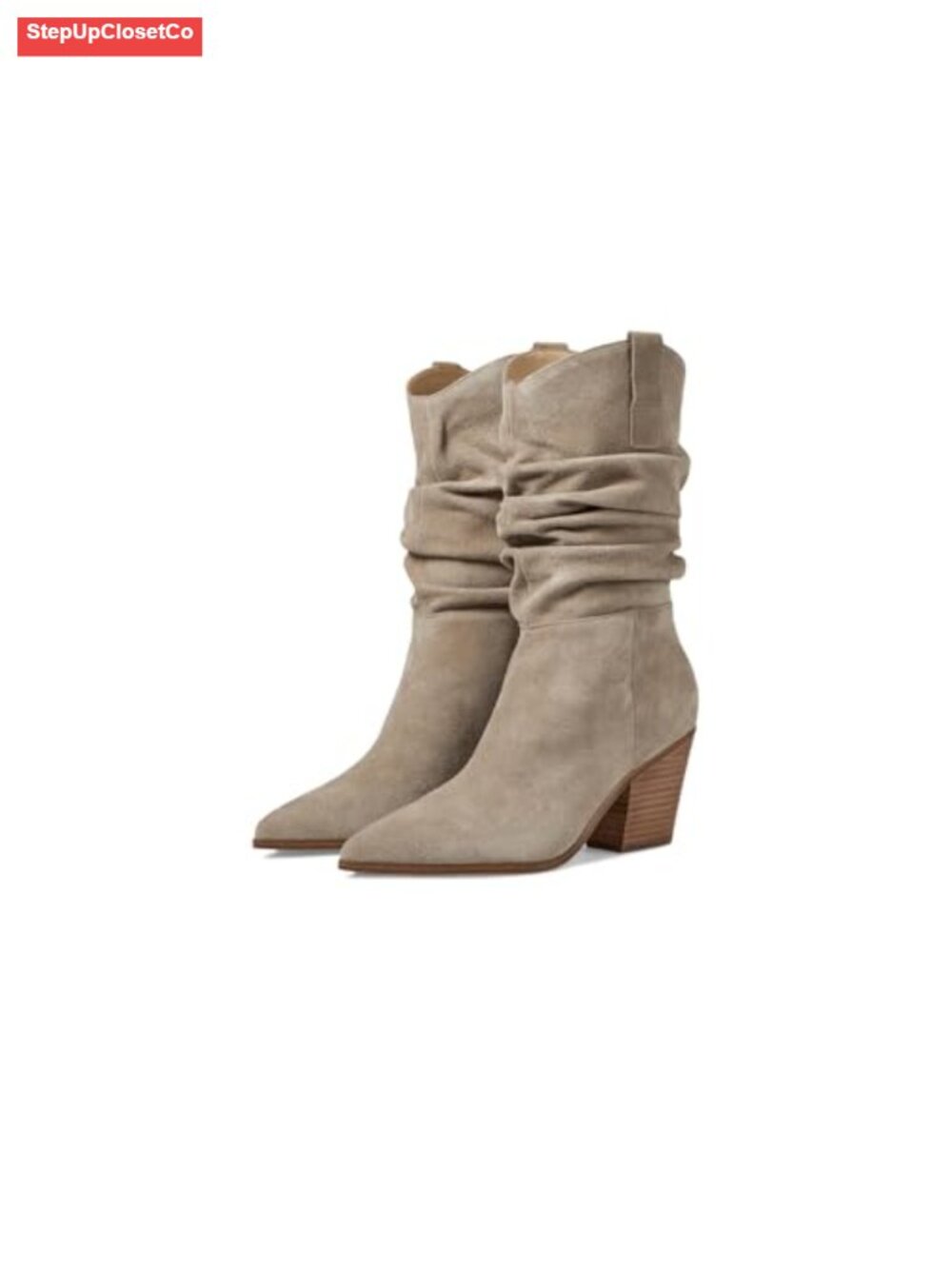 Nine West Kadon Suede Block Heel Pointy Toe Slouchy Bootie